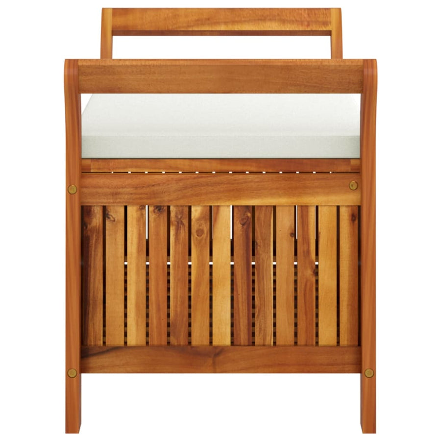 Tuinopbergbank Met Kussen 9 Cm Massief Acaciahout 91 x 50 x 60 cm Wit