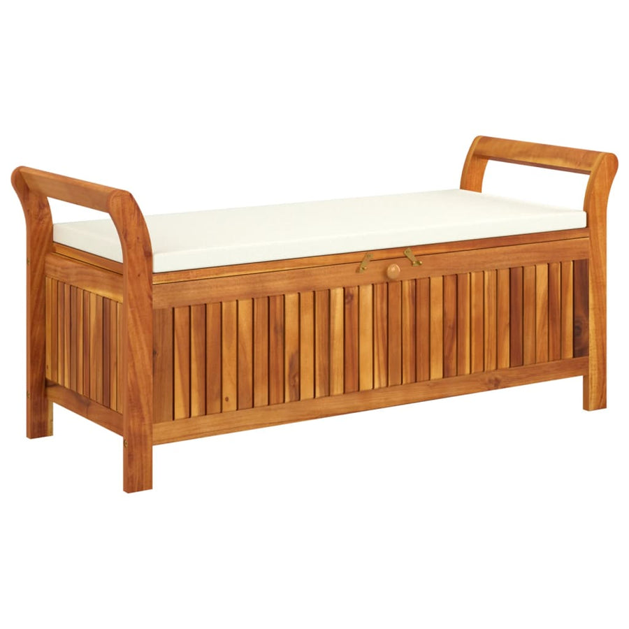Tuinopbergbank Met Kussen 26 Cm Massief Acaciahout 126 x 50 x 60 cm Wit