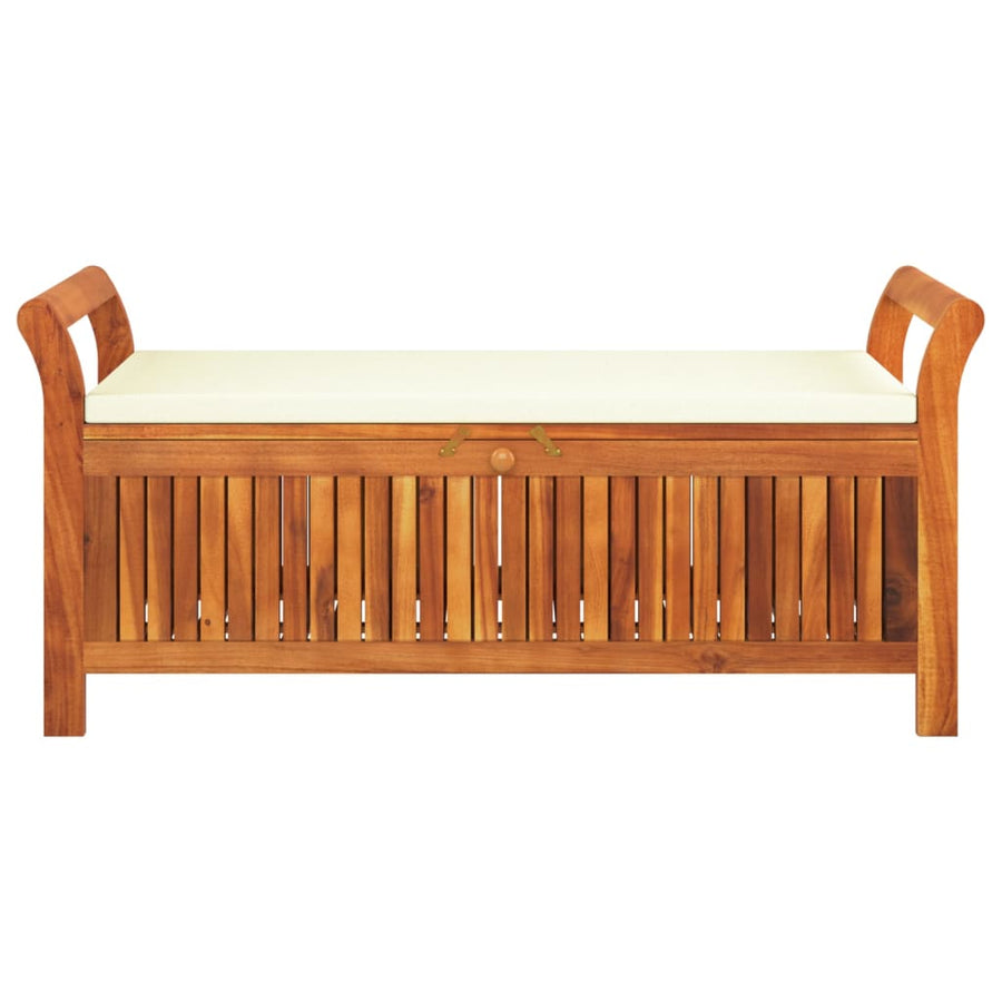 Tuinopbergbank Met Kussen 26 Cm Massief Acaciahout 126 x 50 x 60 cm Wit