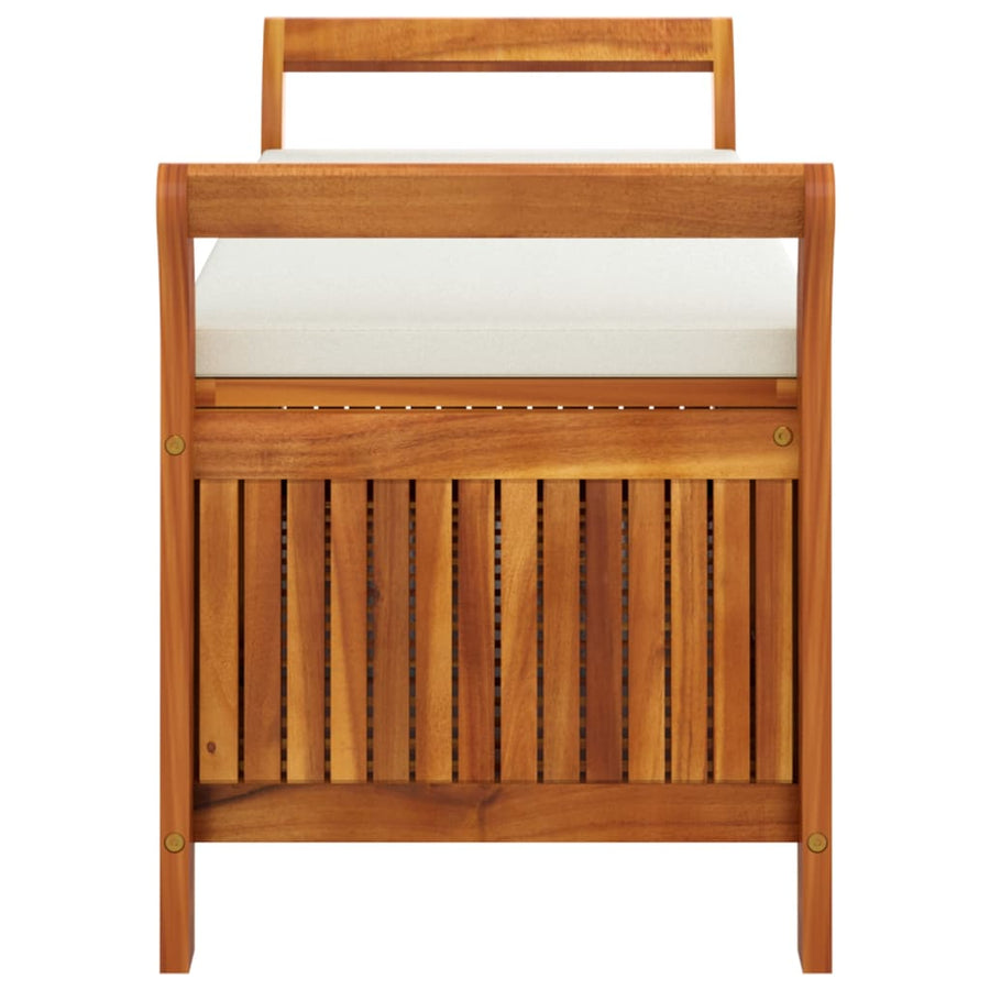 Tuinopbergbank Met Kussen 26 Cm Massief Acaciahout 126 x 50 x 60 cm Wit