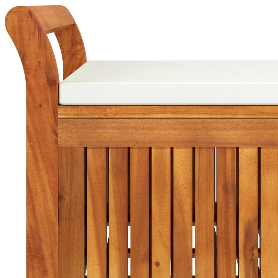 Tuinopbergbank Met Kussen 26 Cm Massief Acaciahout 126 x 50 x 60 cm Wit