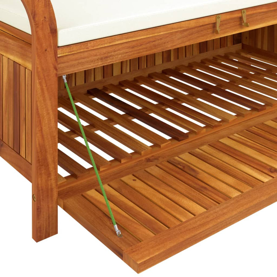 Tuinopbergbank Met Kussen 26 Cm Massief Acaciahout 126 x 50 x 60 cm Wit