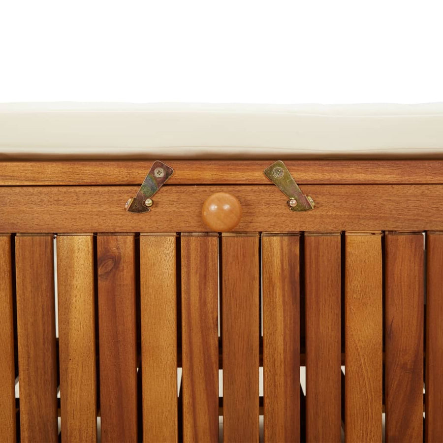 Tuinopbergbank Met Kussen 26 Cm Massief Acaciahout 126 x 50 x 60 cm Wit