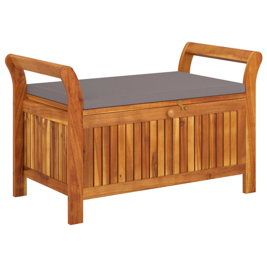 Tuinopbergbank Met Kussen 9 Cm Massief Acaciahout 91 x 50 x 60 cm Grijs