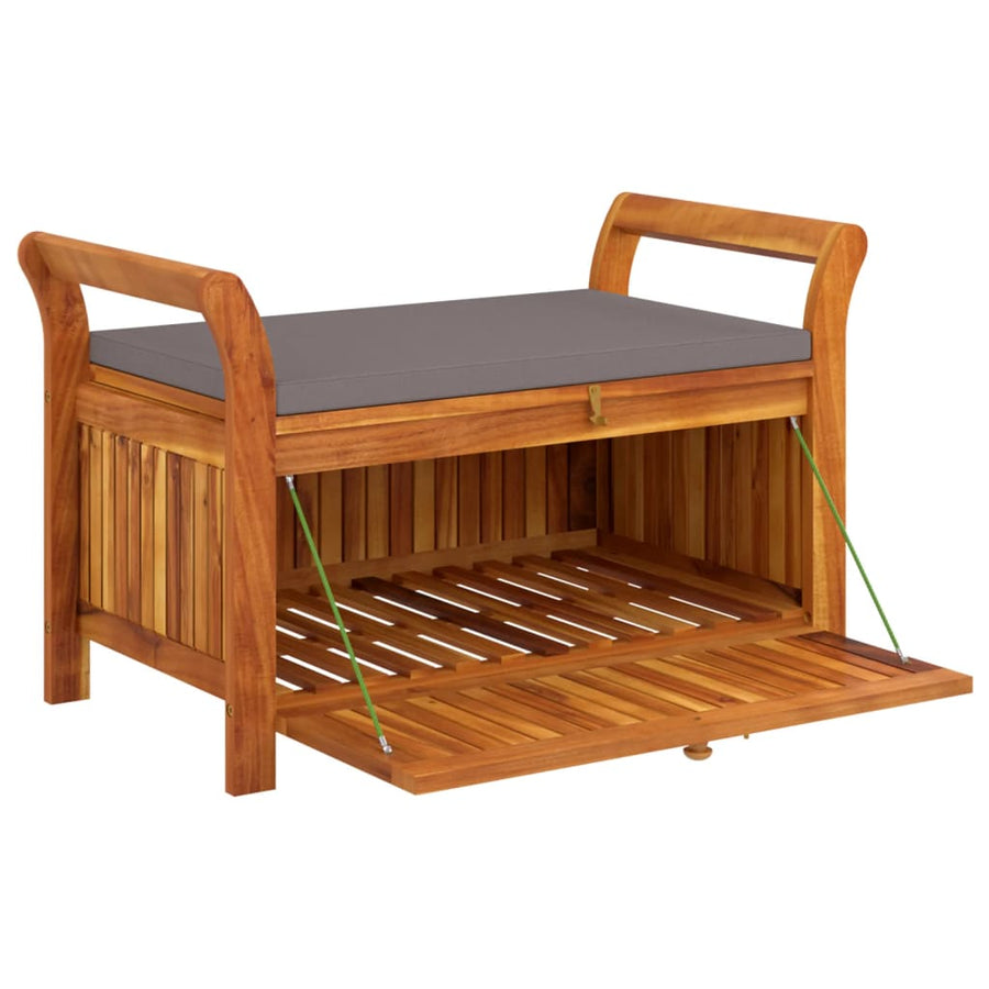 Tuinopbergbank Met Kussen 9 Cm Massief Acaciahout 91 x 50 x 60 cm Grijs