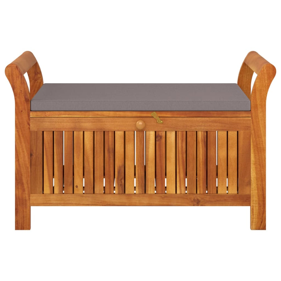 Tuinopbergbank Met Kussen 9 Cm Massief Acaciahout 91 x 50 x 60 cm Grijs