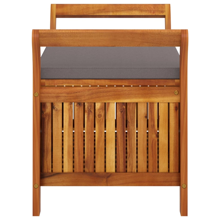 Tuinopbergbank Met Kussen 9 Cm Massief Acaciahout 91 x 50 x 60 cm Grijs