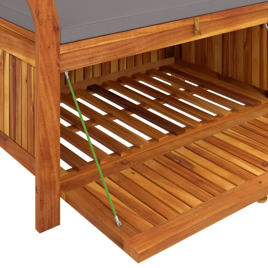 Tuinopbergbank Met Kussen 9 Cm Massief Acaciahout 91 x 50 x 60 cm Grijs