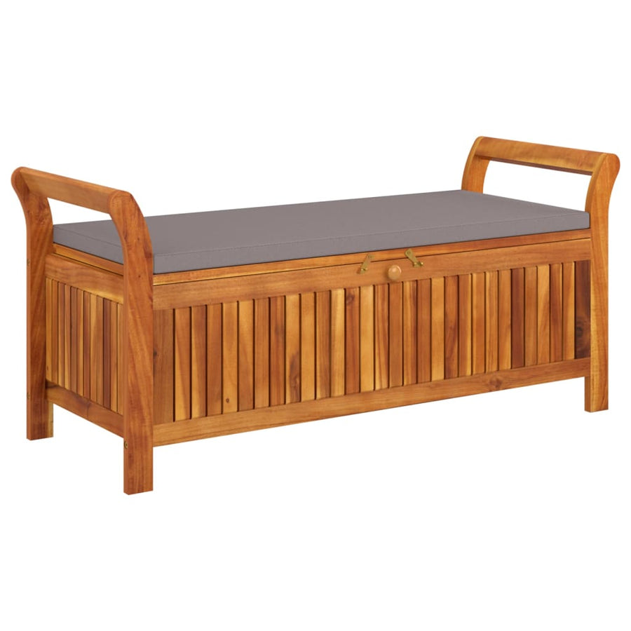 Tuinopbergbank Met Kussen 26 Cm Massief Acaciahout 126 x 50 x 60 cm Grijs