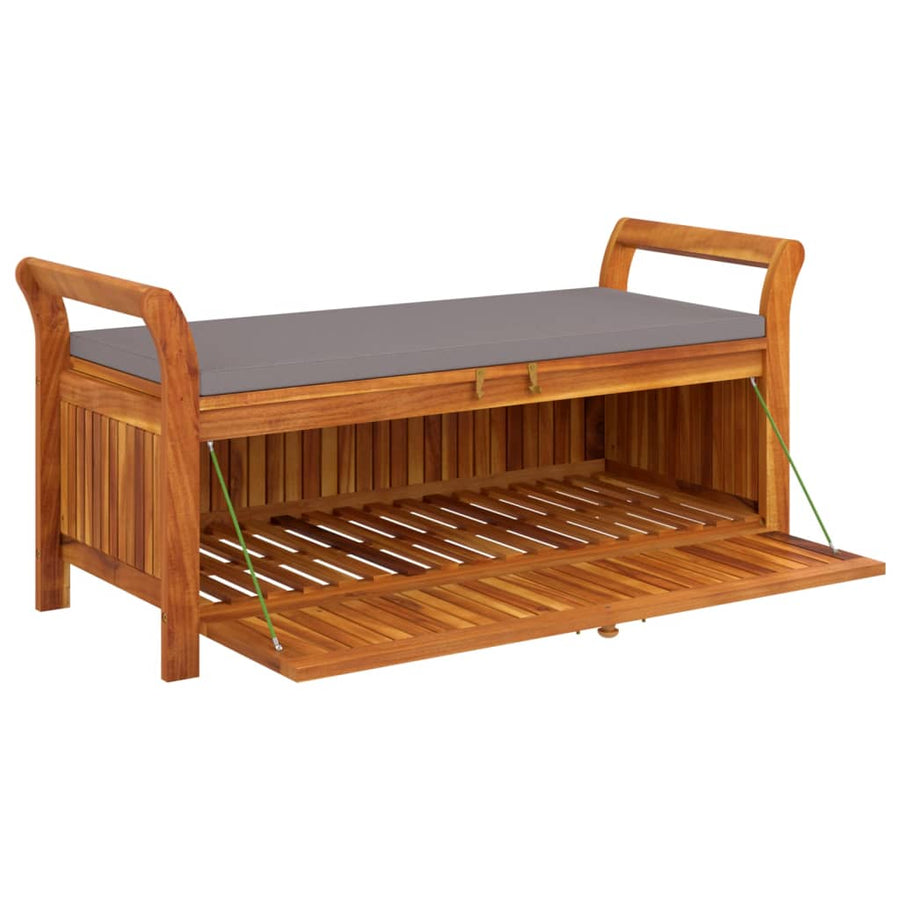 Tuinopbergbank Met Kussen 26 Cm Massief Acaciahout 126 x 50 x 60 cm Grijs