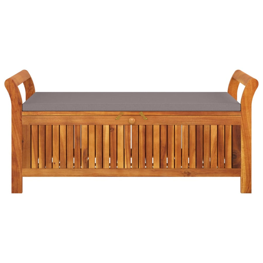 Tuinopbergbank Met Kussen 26 Cm Massief Acaciahout 126 x 50 x 60 cm Grijs
