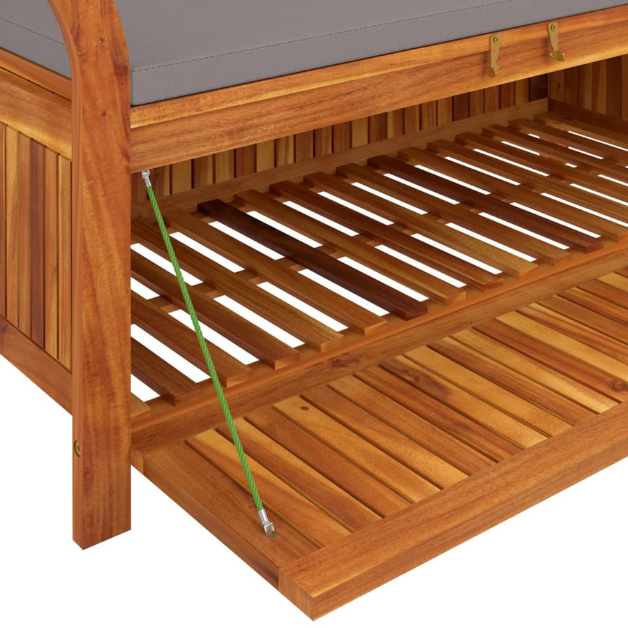 Tuinopbergbank Met Kussen 26 Cm Massief Acaciahout 126 x 50 x 60 cm Grijs