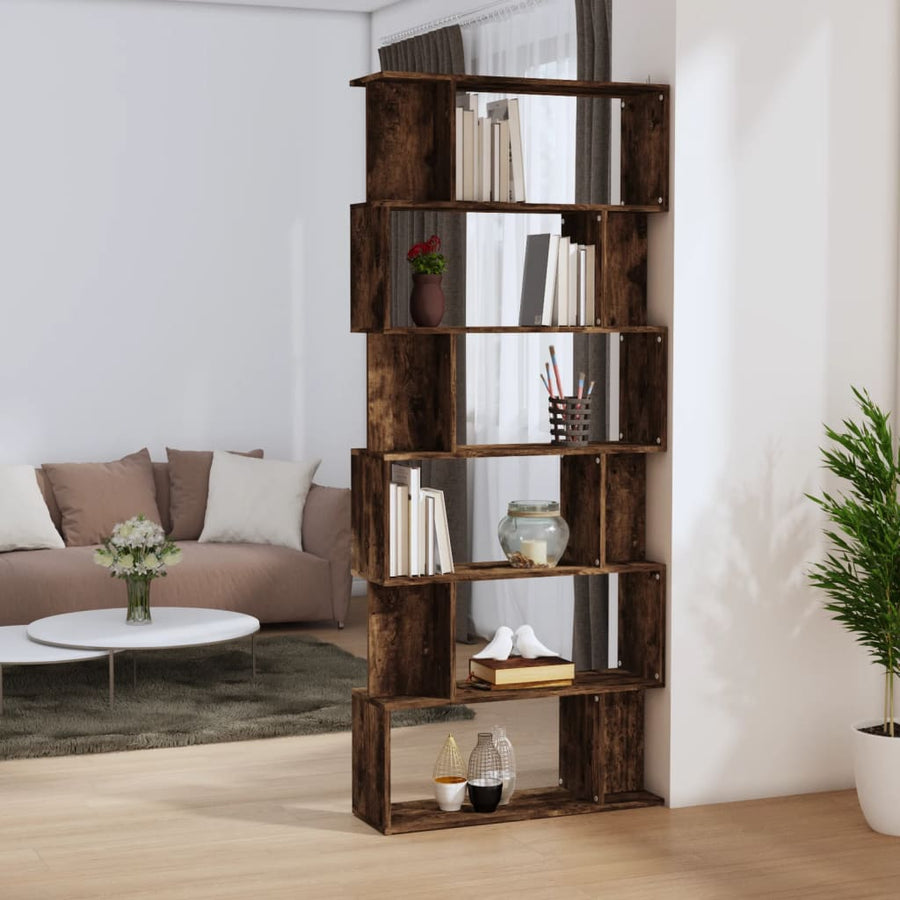 Boekenkast/Kamerscherm 80X24X92 Cm Bewerkt Hout Gerookt eiken