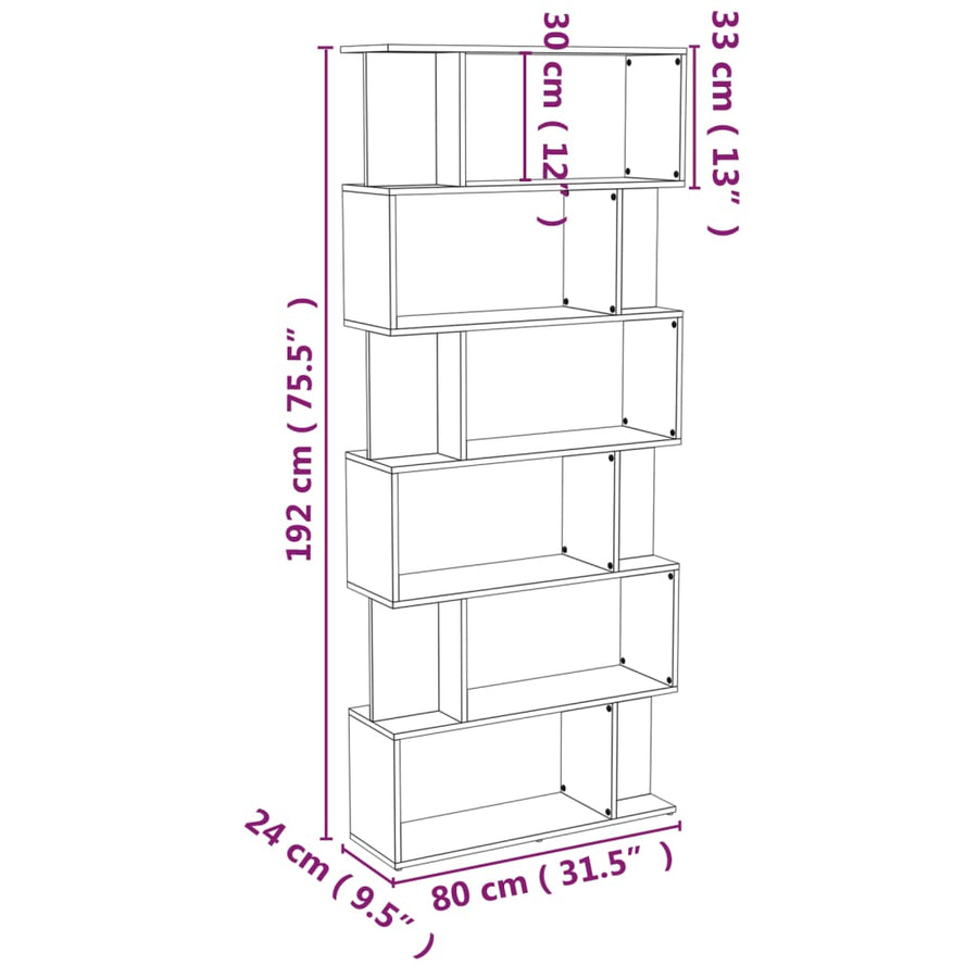 Boekenkast/Kamerscherm 80X24X92 Cm Bewerkt Hout Grijs sonoma