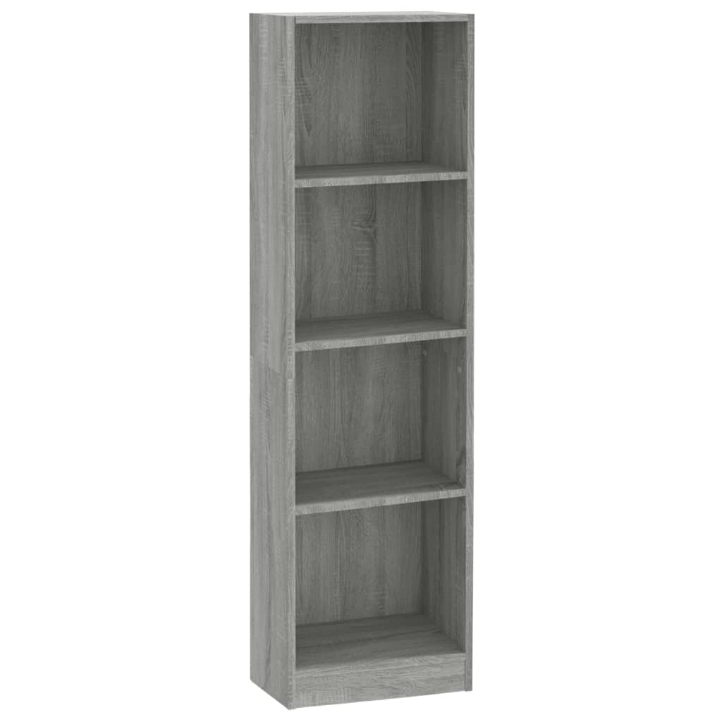 Boekenkast 4 Schappen Bewerkt Hout 40 x 24 x 143 cm Grijs sonoma
