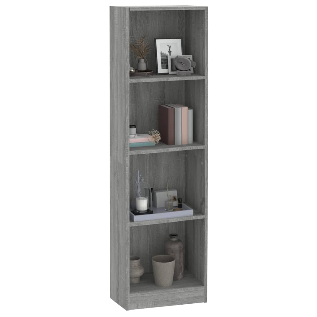 Boekenkast 4 Schappen Bewerkt Hout 40 x 24 x 143 cm Grijs sonoma