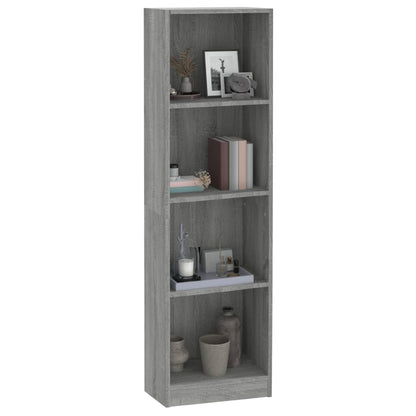 Boekenkast 4 Schappen Bewerkt Hout 40 x 24 x 143 cm Grijs sonoma