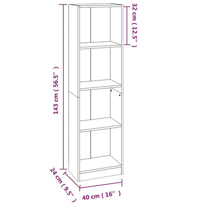 Boekenkast 4 Schappen Bewerkt Hout 40 x 24 x 143 cm Grijs sonoma