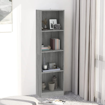 Boekenkast 4 Schappen Bewerkt Hout 40 x 24 x 143 cm Grijs sonoma