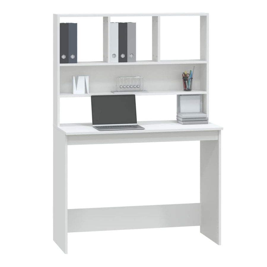 Bureau Met Schappen 102X45X148 Cm Bewerkt Hout Wit