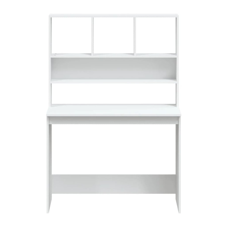 Bureau Met Schappen 102X45X148 Cm Bewerkt Hout Wit