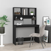 Bureau met schappen 102x45x148 cm bewerkt hout zwart