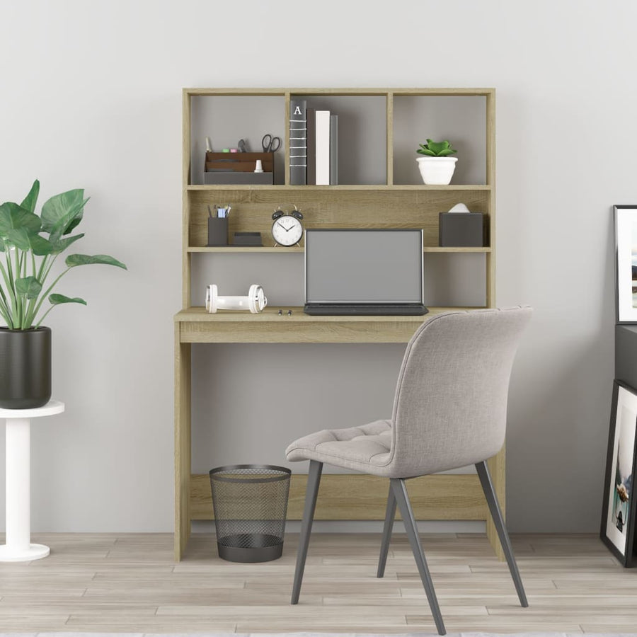 Bureau Met Schappen 102X45X148 Bewerkt Hout Kleur Sonoma eiken