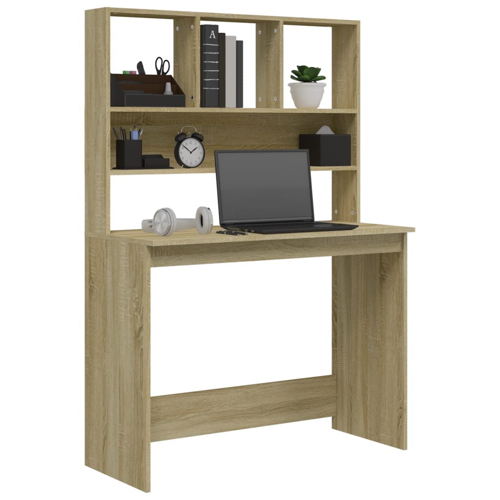 Bureau Met Schappen 102X45X148 Bewerkt Hout Kleur Sonoma eiken