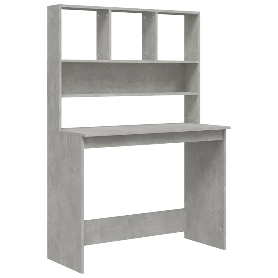 Bureau Met Schappen 102X45X148 Cm Bewerkt Hout Betongrijs