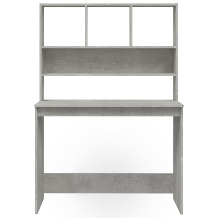 Bureau Met Schappen 102X45X148 Cm Bewerkt Hout Betongrijs
