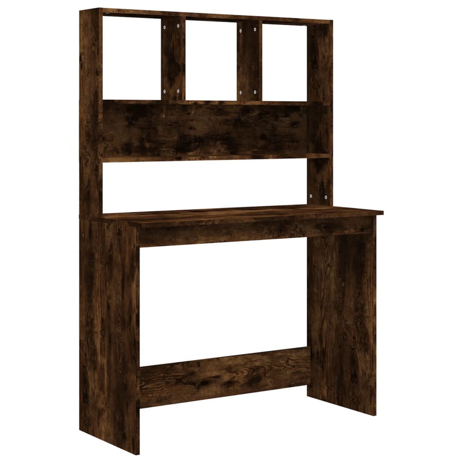 Bureau Met Schappen 102X45X148 Cm Bewerkt Hout Gerookt eiken