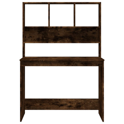 Bureau Met Schappen 102X45X148 Cm Bewerkt Hout Gerookt eiken