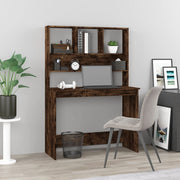 Bureau met schappen 102x45x148 cm bewerkt hout gerookt eiken