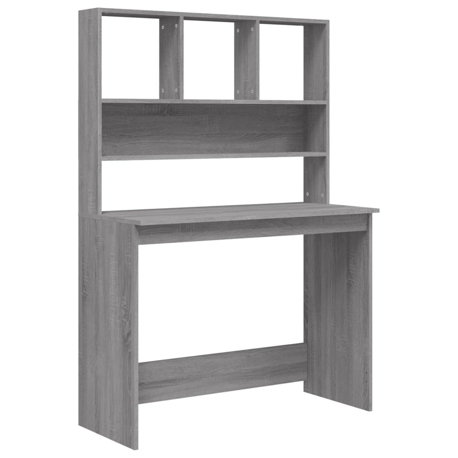 Bureau Met Schappen 102X45X148 Cm Bewerkt Hout Grijs sonoma