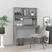 Bureau met schappen 102x45x148 cm grijs sonoma
