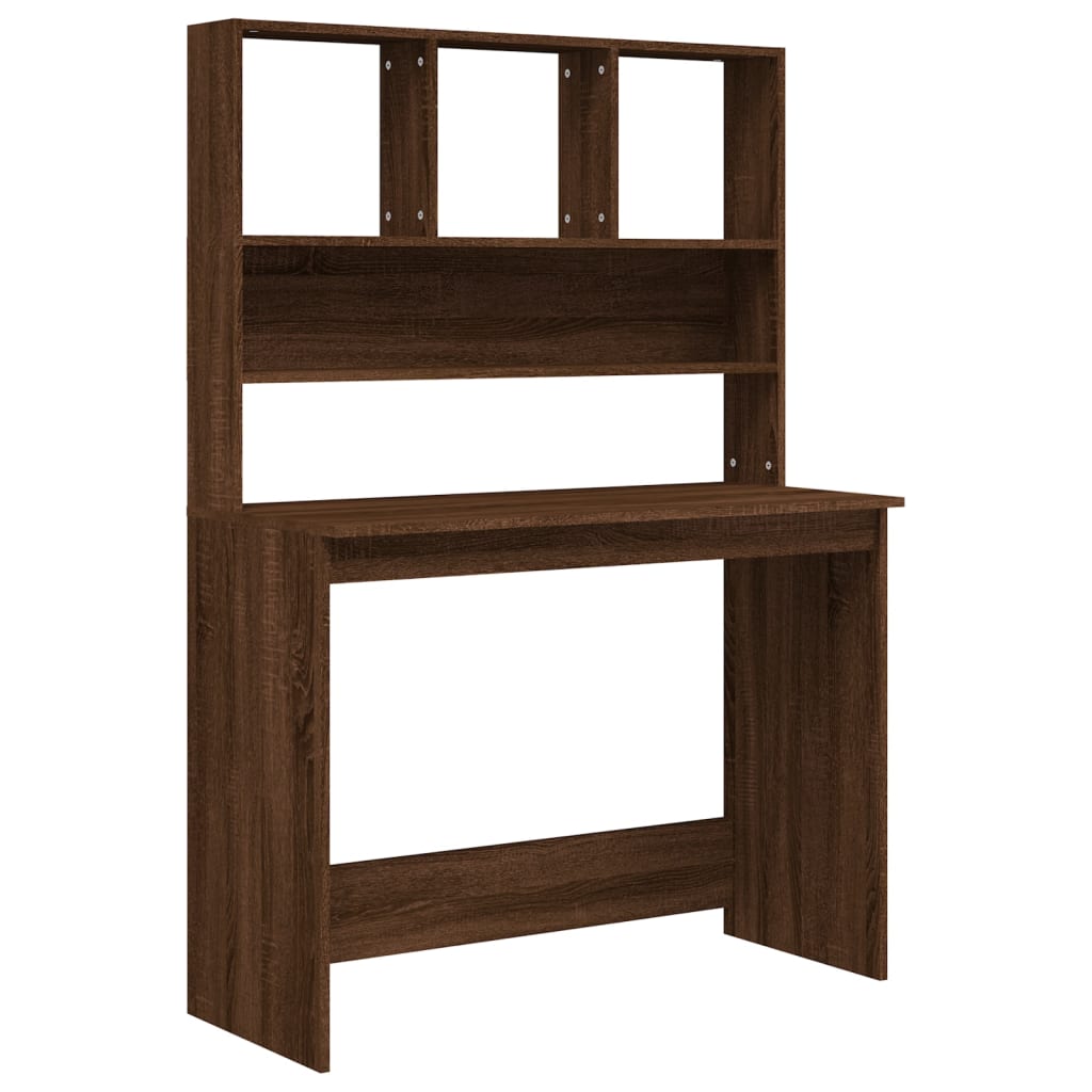 Bureau Met Schappen 102X45X148 Cm Bewerkt Hout Bruineikenkleur bruin eikenkleur