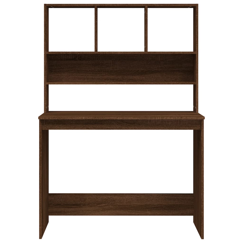 Bureau Met Schappen 102X45X148 Cm Bewerkt Hout Bruineikenkleur bruin eikenkleur