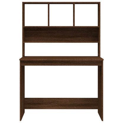 Bureau Met Schappen 102X45X148 Cm Bewerkt Hout Bruineikenkleur bruin eikenkleur