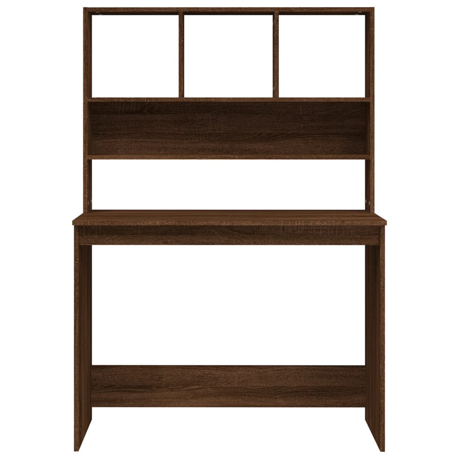 Bureau Met Schappen 102X45X148 Cm Bewerkt Hout Bruineikenkleur bruin eikenkleur