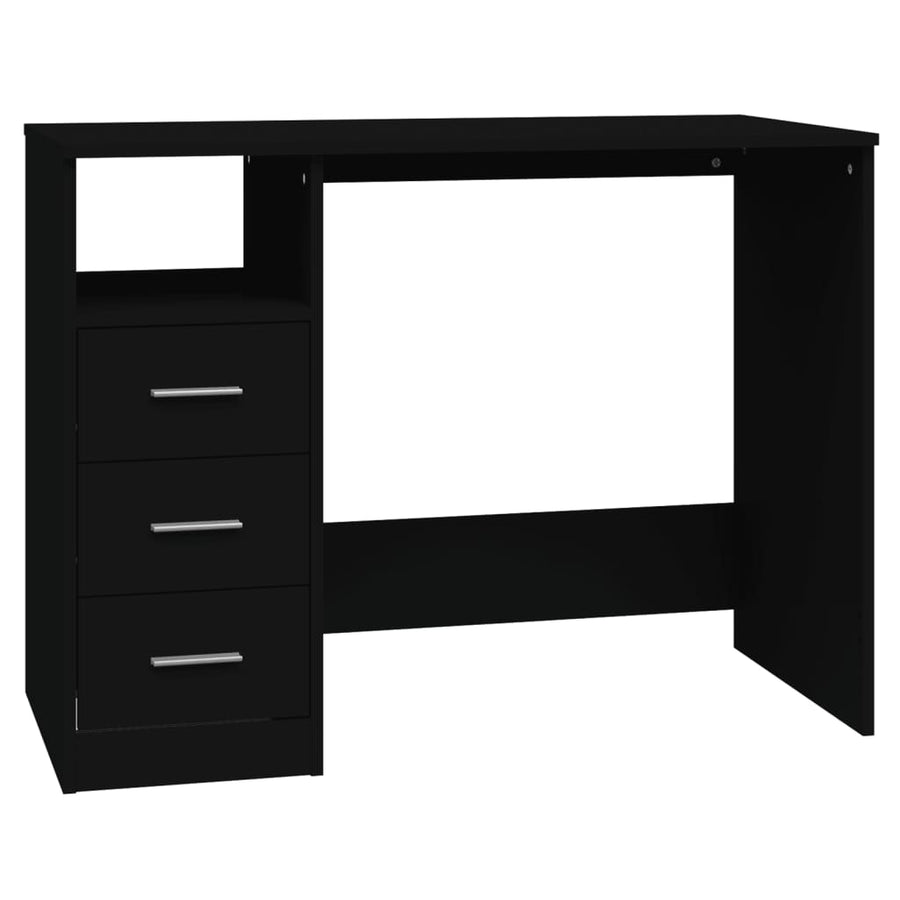 Bureau Met Lades 102X50X76 Cm Bewerkt Hout Zwart