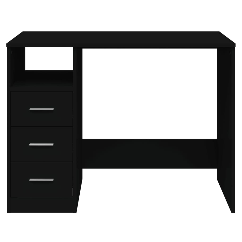 Bureau Met Lades 102X50X76 Cm Bewerkt Hout Zwart