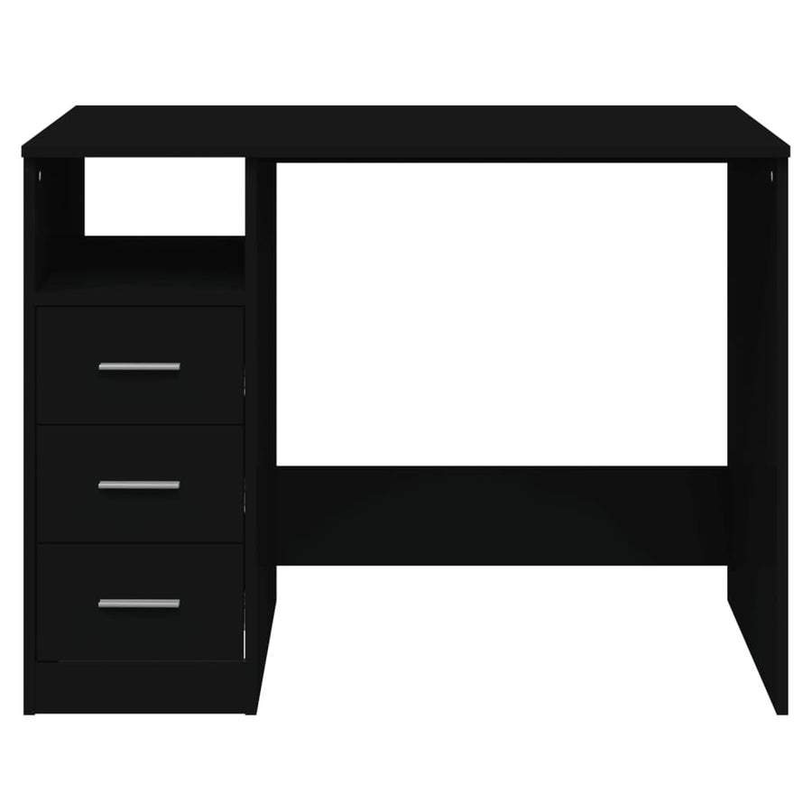 Bureau Met Lades 102X50X76 Cm Bewerkt Hout Zwart