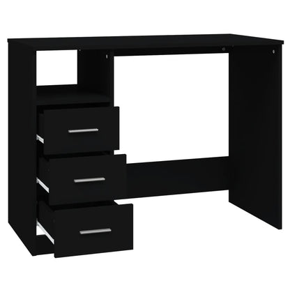 Bureau Met Lades 102X50X76 Cm Bewerkt Hout Zwart