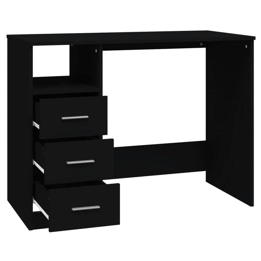 Bureau Met Lades 102X50X76 Cm Bewerkt Hout Zwart