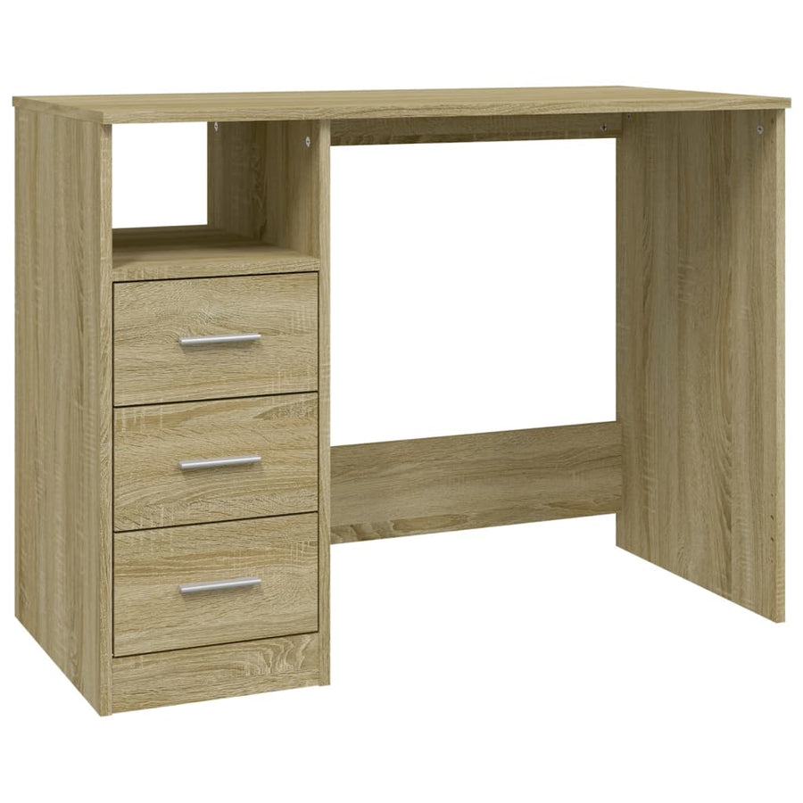 Bureau Met Lades 102X50X76 Cm Bewerkt Hout Kleurig Sonoma eiken