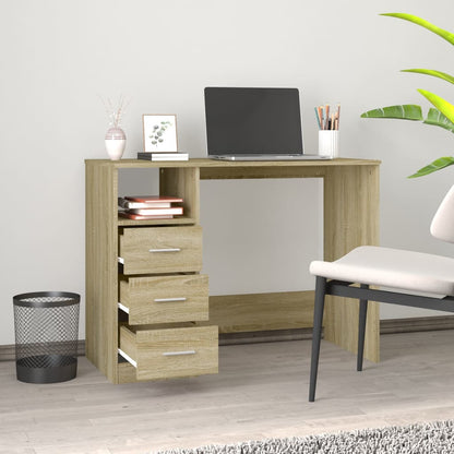 Bureau Met Lades 102X50X76 Cm Bewerkt Hout Kleurig Sonoma eiken