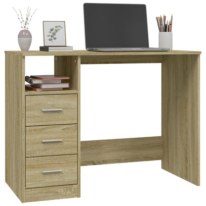 Bureau Met Lades 102X50X76 Cm Bewerkt Hout Kleurig Sonoma eiken