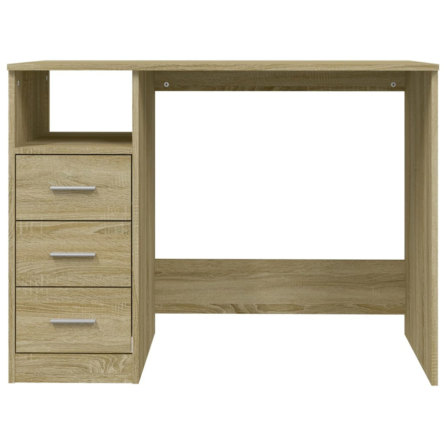 Bureau Met Lades 102X50X76 Cm Bewerkt Hout Kleurig Sonoma eiken