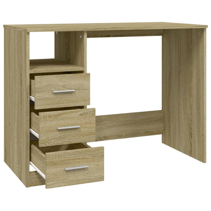 Bureau Met Lades 102X50X76 Cm Bewerkt Hout Kleurig Sonoma eiken