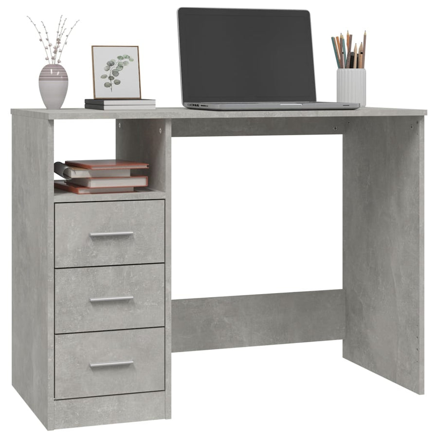 Bureau Met Lades 102X50X76 Cm Bewerkt Hout Betongrijs